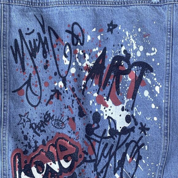 The Style Between Us -Distressed graphic Jean Denim Jacket Punk Y2K fashion - Picture 11 of 12